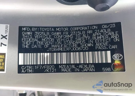 2023 Toyota Corolla Le z USA, uszkodzony, nr VIN JTDB4MEEXPJ008720